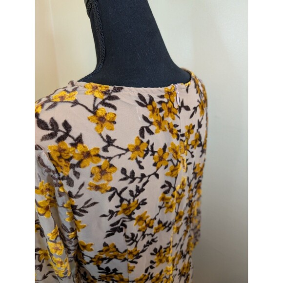 Roolee Darcy Floral Midi Dress Color BurlyWood Sheer Long Sleeves Medium - Picture 10 of 14